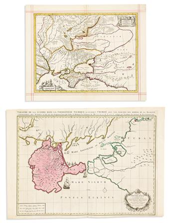 (UKRAINE.) Group of 5 seventeenth-and-eighteenth-century engraved maps of the region north of the Black Sea.